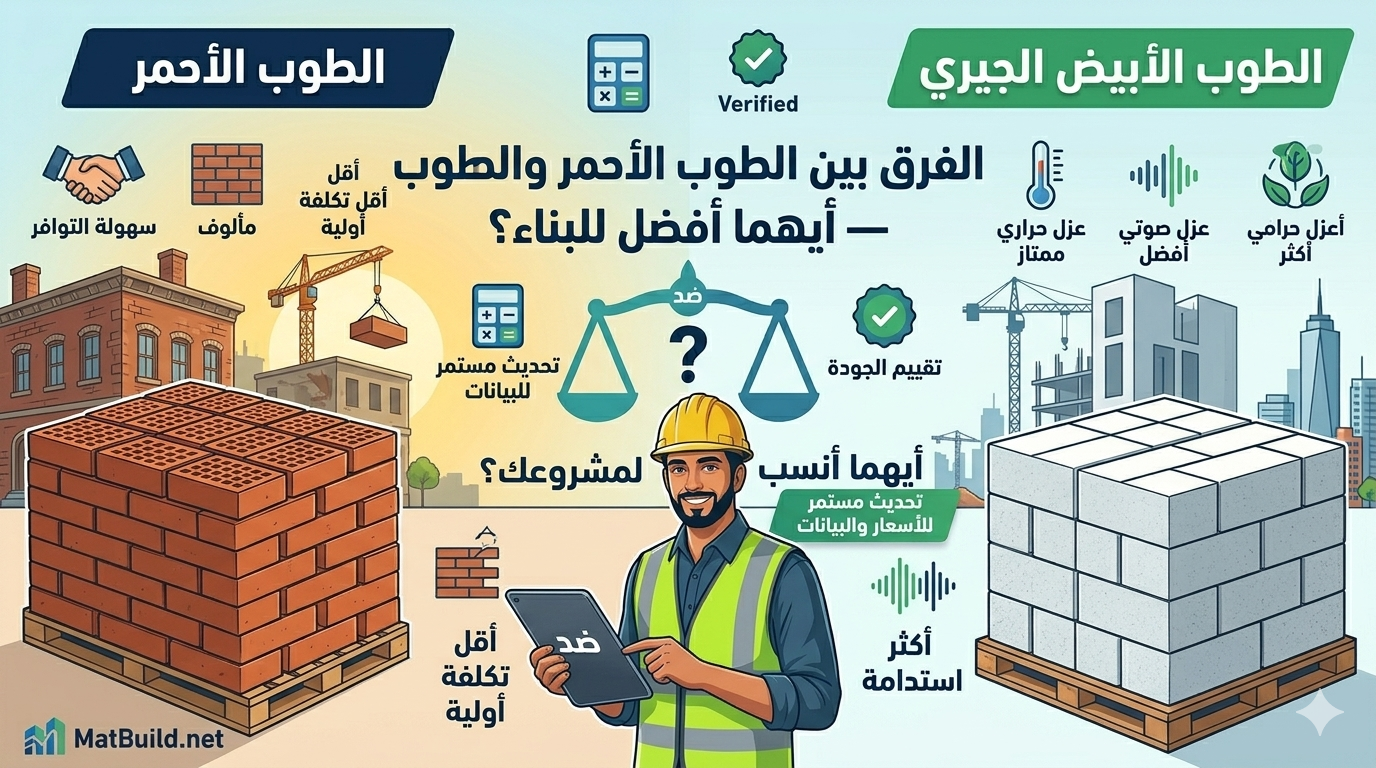 الفرق بين الطوب الأحمر والطوب الأبيض — أيهما أفضل للبناء؟